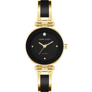 🔥 Women Black Anne Klein Genuine Diamond Dial Bangle Watch
